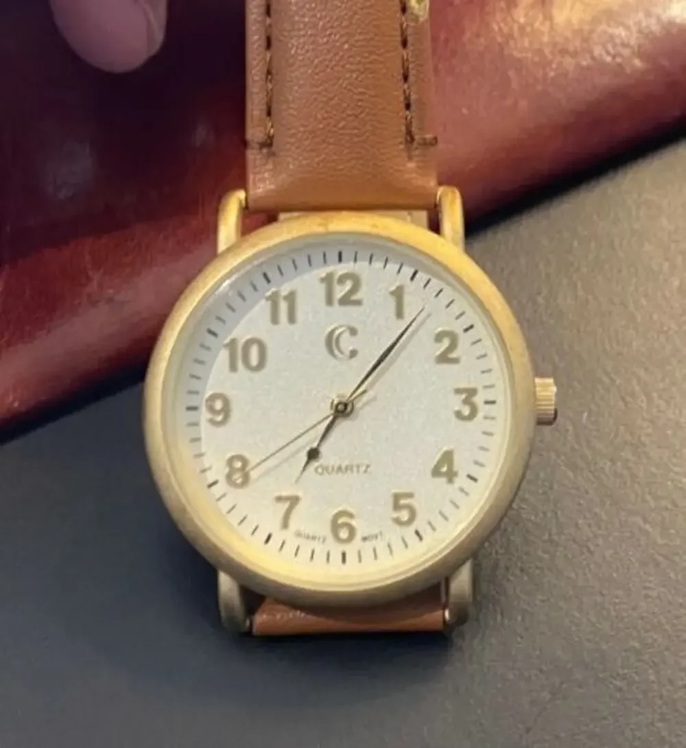 Women's 38mm Brushed Gold Tone Charming Charlie Watch, Brown Band